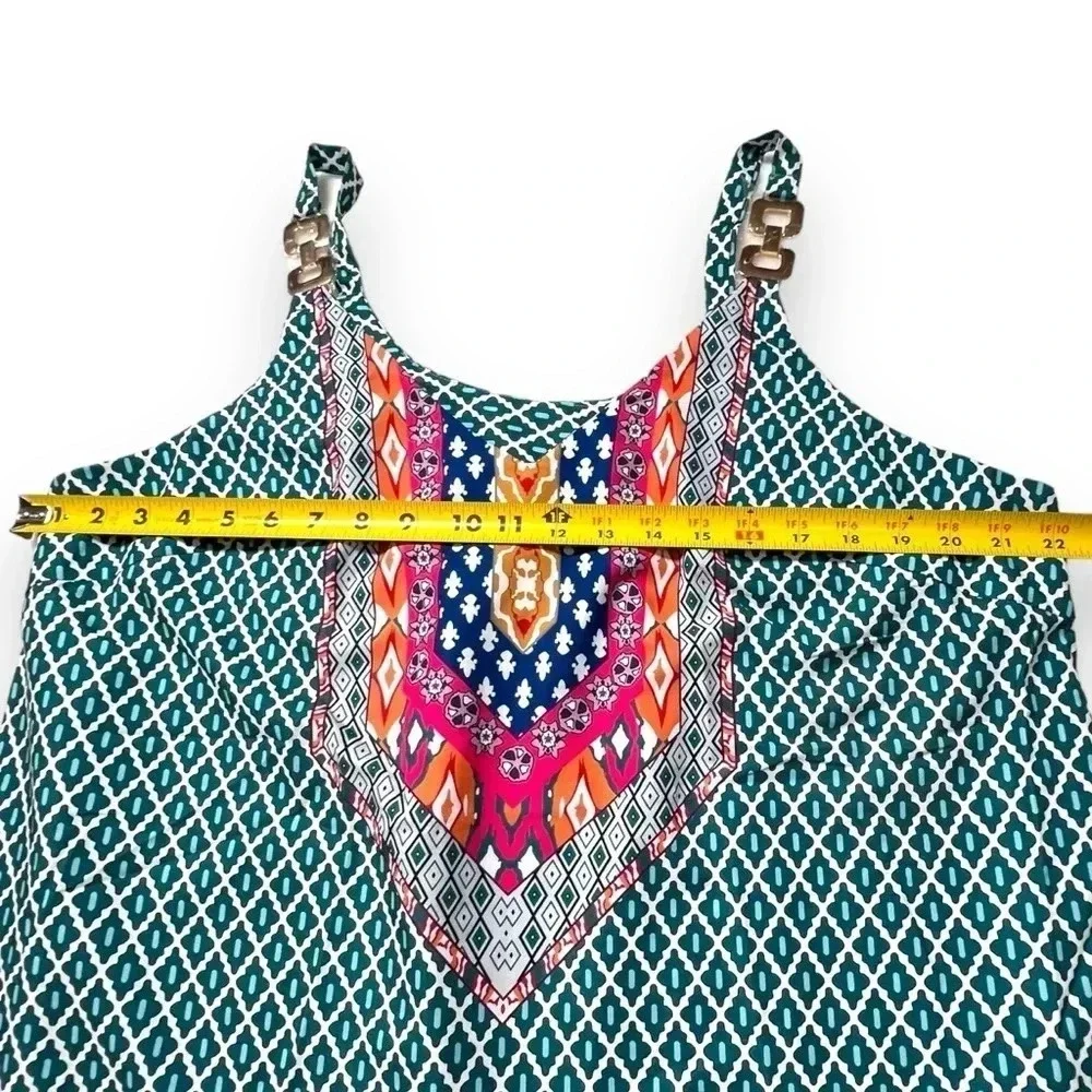 SHEIN Curve VCAY Plus Geo Print Cami With Gold Chain Link Spaghetti Strap 1X - Picture 10 of 13